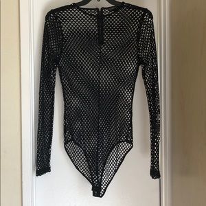 Black mesh body suit